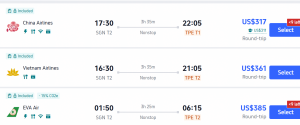 VÉ MÁY BAY SÀI GÒN – ĐÀI LOAN